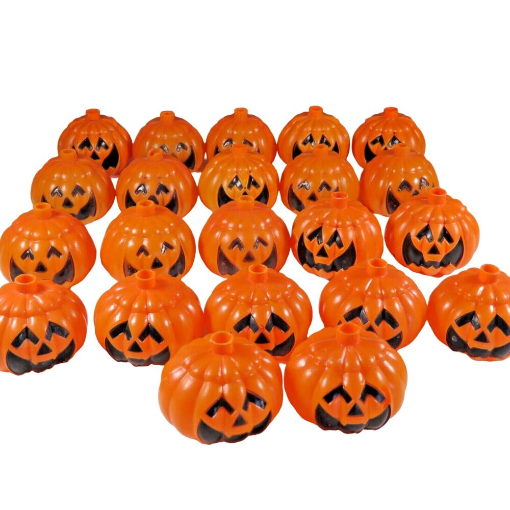 Pumpkin Jack O Lantern Orange Plastic Light Covers Lot of 22 Halloween Vintage